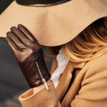 Brown glove with a zipper