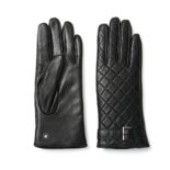 Black leather quilted gloves