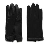 Black gloves made of leather and wool
