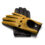 Gloves in yellow and brown color