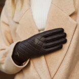 napoELEGANT quilted brown women gloves