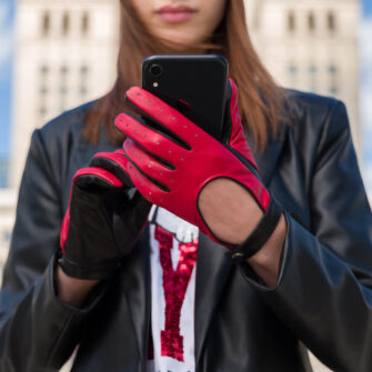 Red driving gloves for women
