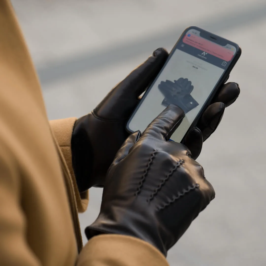 Brown leather gloves