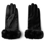 Classic winter gloves with synthetic fur