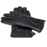 Black gloves with lining made of eco leather for him