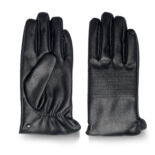Black winter gloves with lining made of eco leather