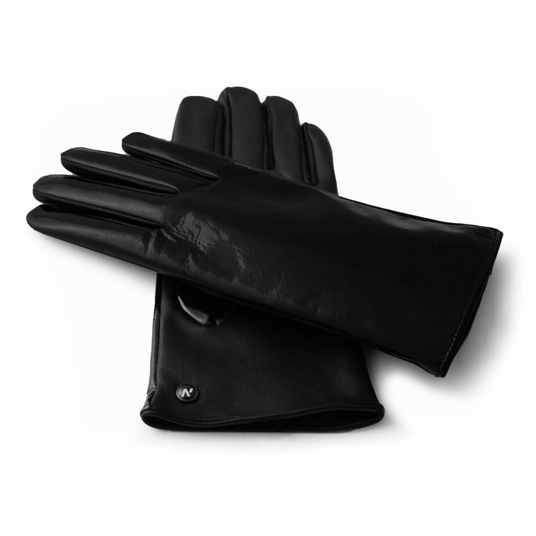 Black shiny gloves for her