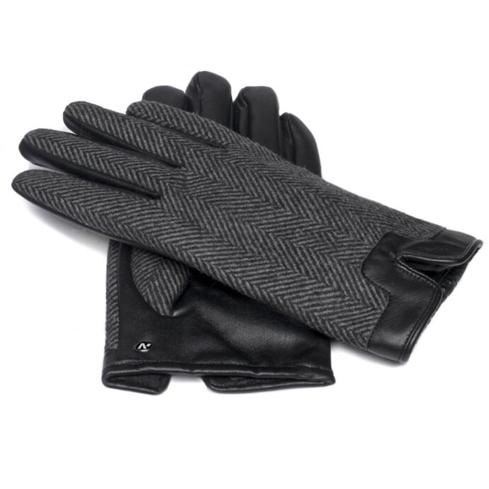 Men's touchscreen gloves with lining made of eco leather