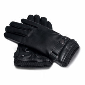 Black gloves with lining made of eco leather with touchscreen technology