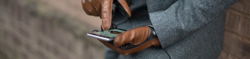 light brown car smartphone gloves with leather