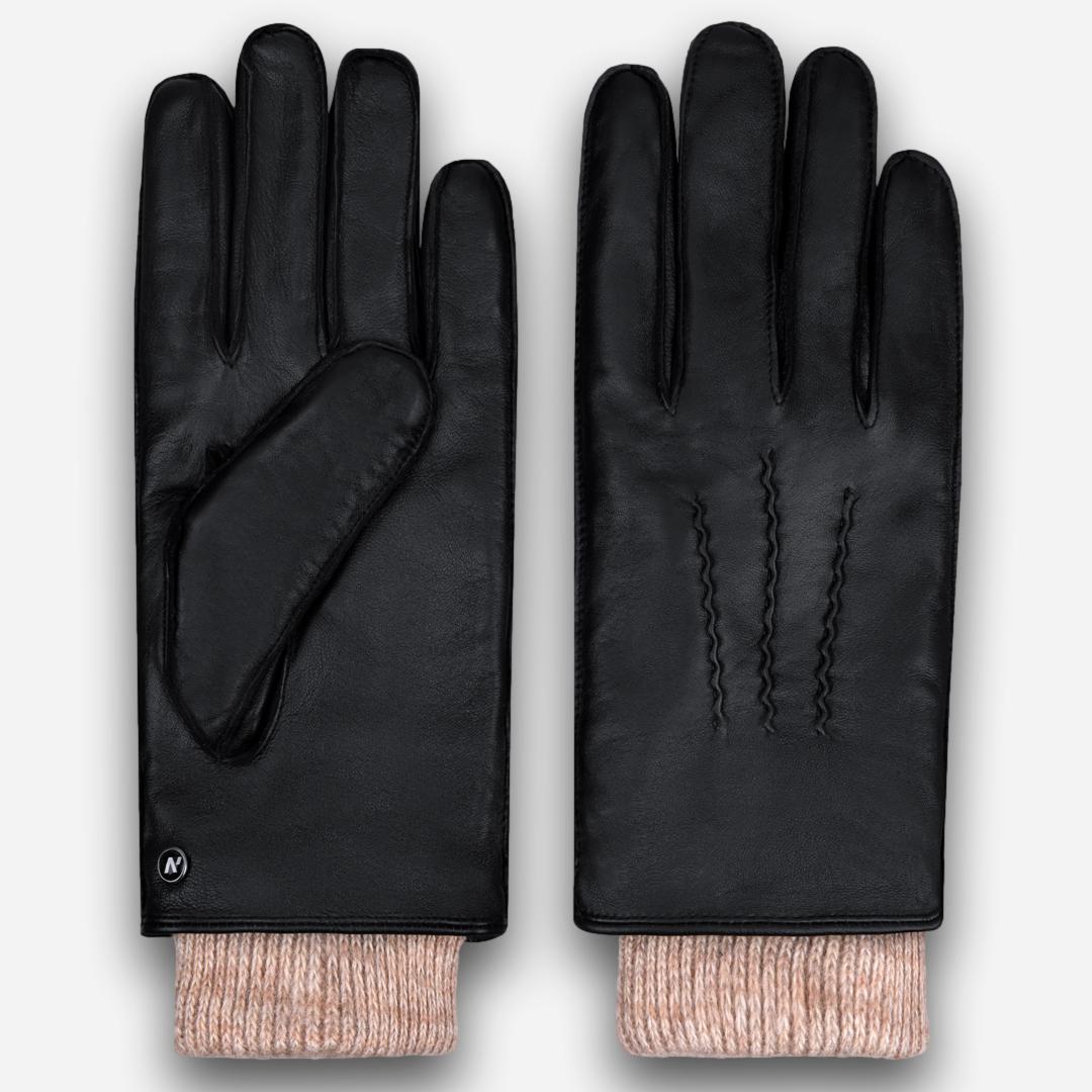 black gloves with a sleeve for men
