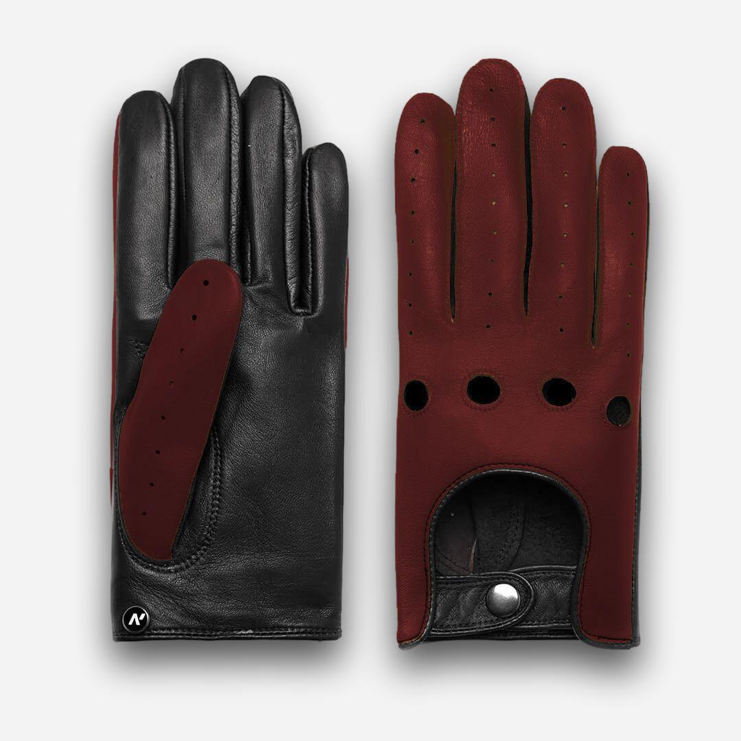 maroon leather car gloves for men