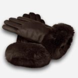 brown gloves with fur for women