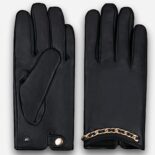 women's eco leather gloves with a chain