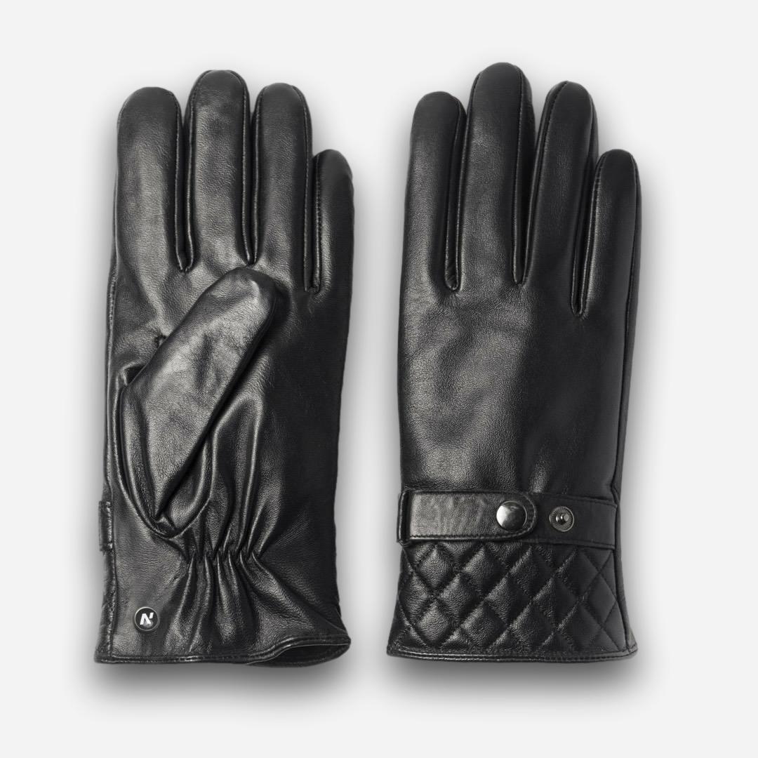 black men's gloves with quilted sleeves