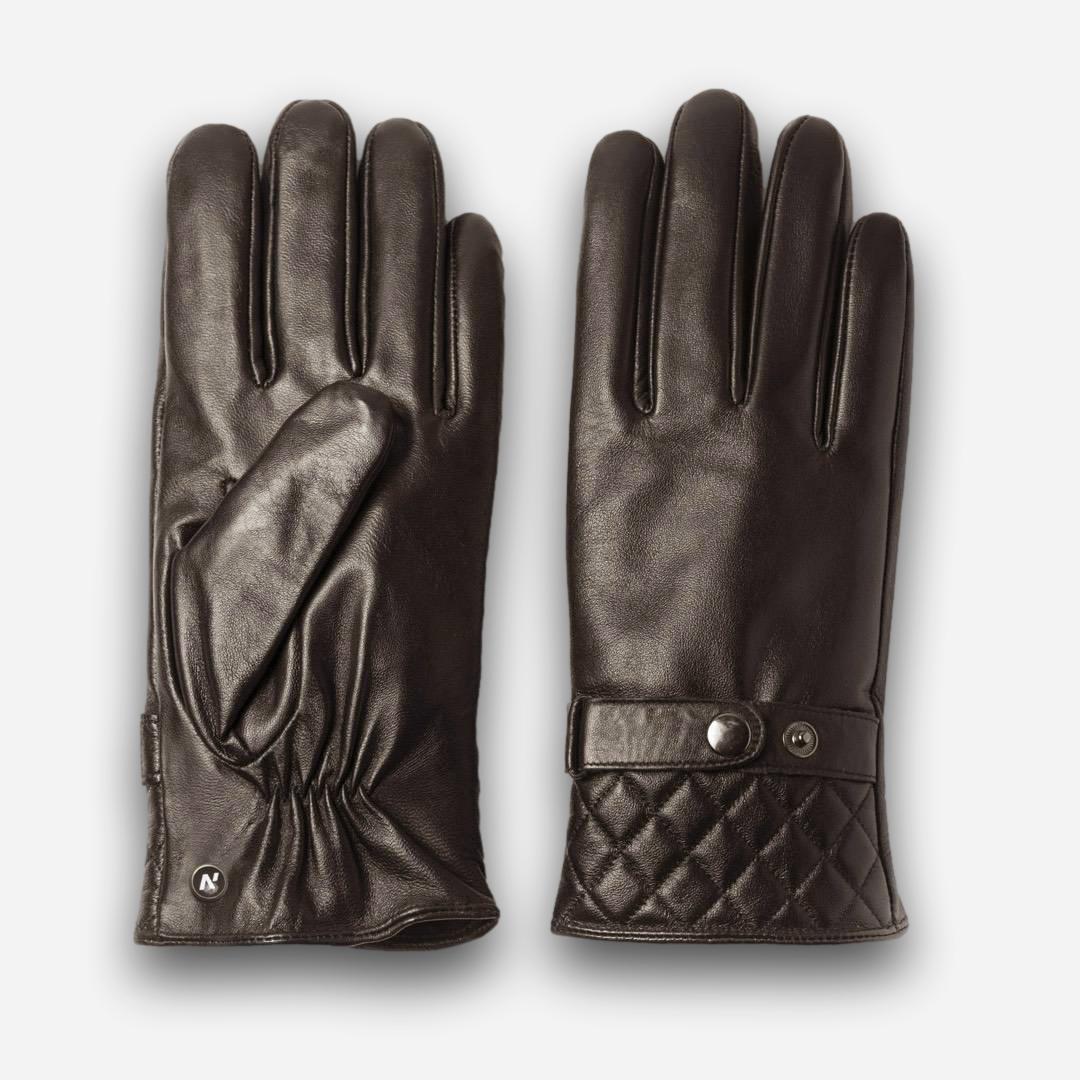 brown men's gloves with clasp