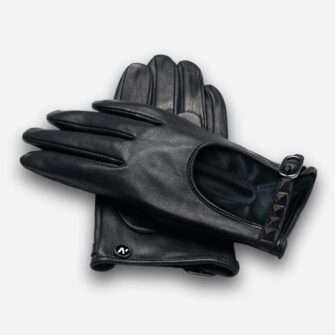 black women's gloves with a decorative belt