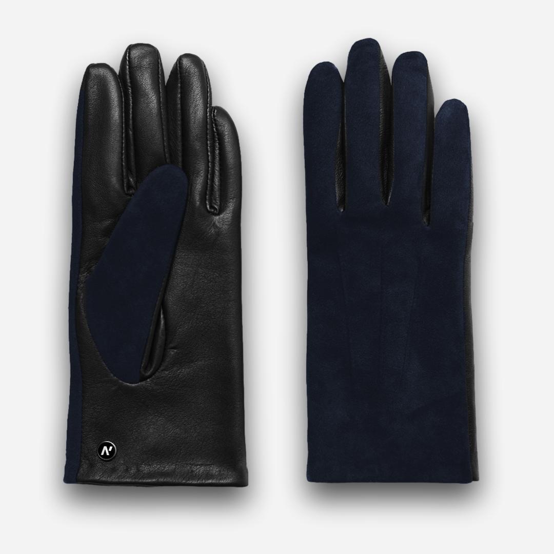 navy men's suede gloves