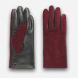 maroon leather gloves with suede