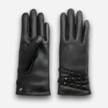 women's black leather gloves with black studs