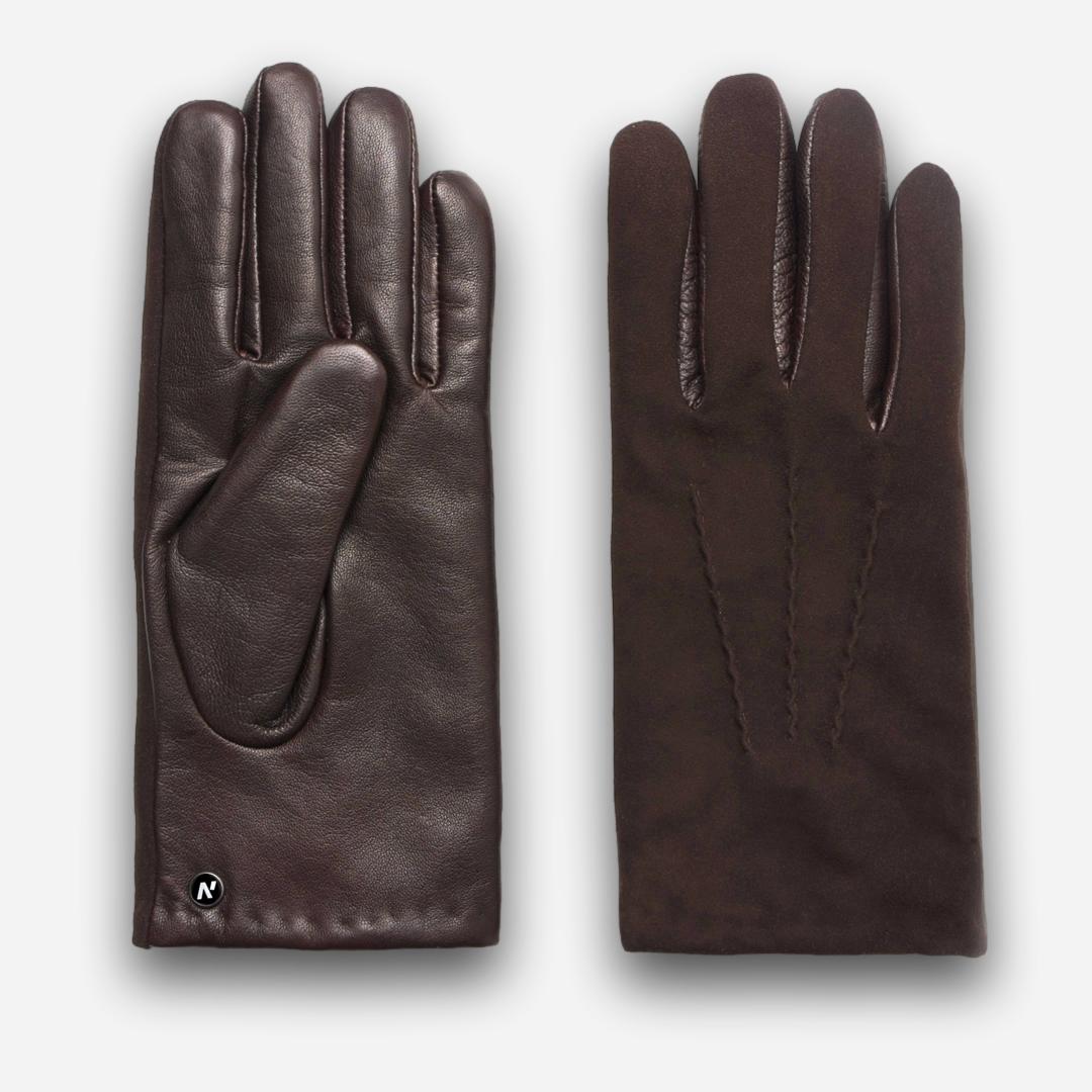suede brown gloves for men